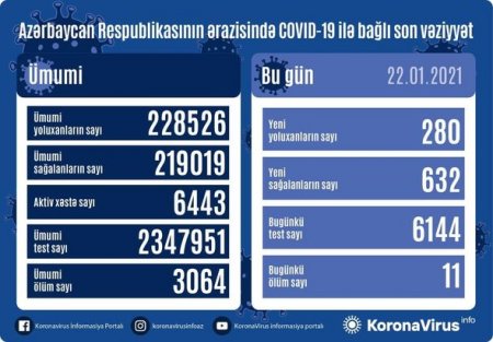 Azərbaycanda daha 11 nəfər koronavirusdan öldü: 280 yeni yoluxma - FOTO