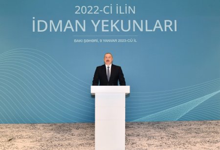 Prezident İlham Əliyev ötən ilin idman yekunlarına həsr olunmuş mərasim t'dbirində iştirak edib